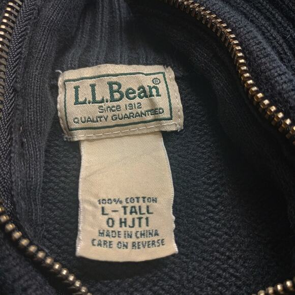 LL Bean Men Quarter Zip Knit Sweater L Tall 100% Cotton - Picture 5 of 7
